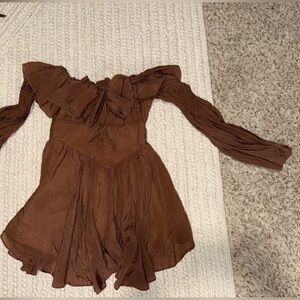 Brown Off-Shoulder Dress